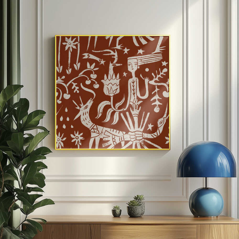 Enchanted Forest Gathering Art Print UK — Botanical Warm Wall Art — Living Room — Wall It All Prints
