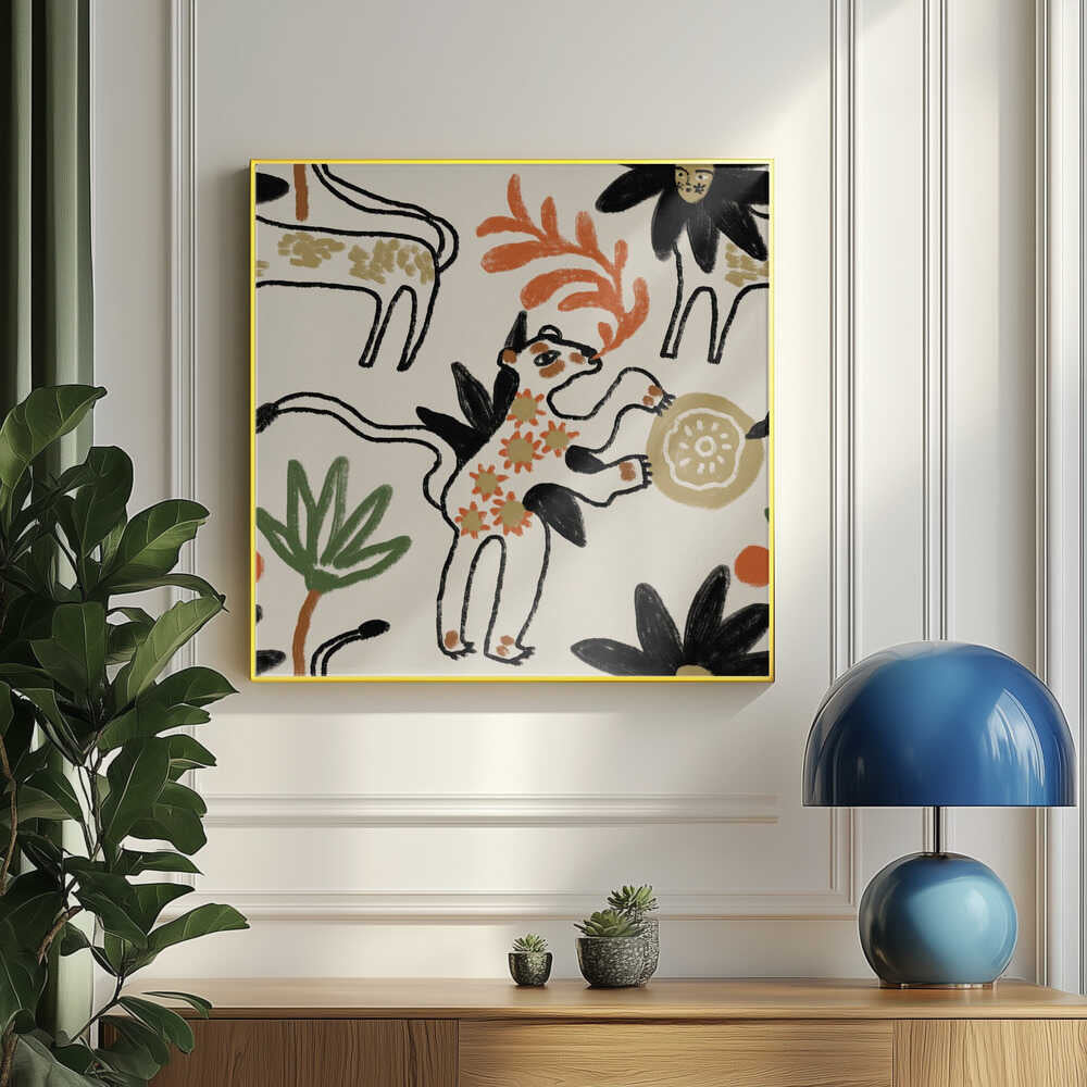 Whimsical Woodland Creatures Art Print UK — Botanical Minimal Wall Art — Living Room — Wall It All Prints