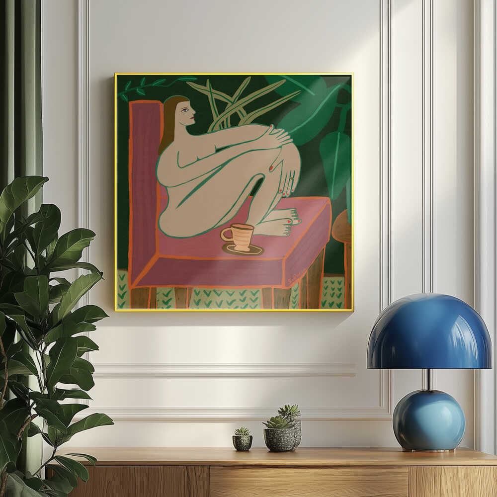 Relaxed Nude With Plants Art Print UK — Botanical Calm Wall Art — Bedroom — Wall It All Prints