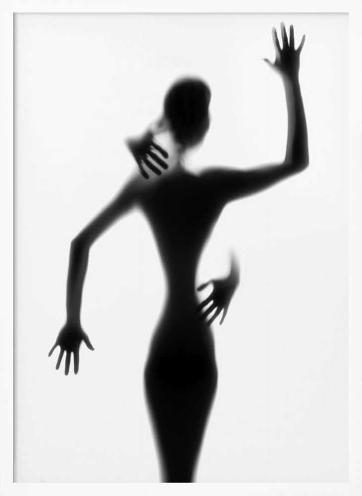 Silhouetted Woman Embrace Art Print UK — Abstract Dark Wall Art — Living Room — Wall It All Prints