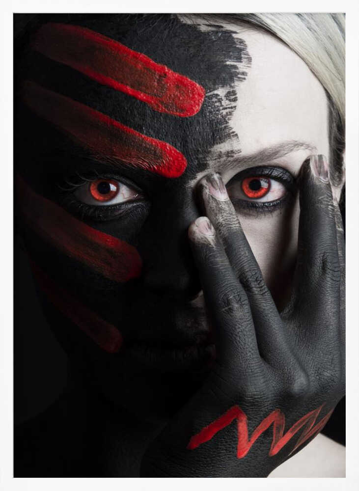Painted Red Eyes Art Print UK — Dark Moody Dark Wall Art — Living Room — Wall It All Prints