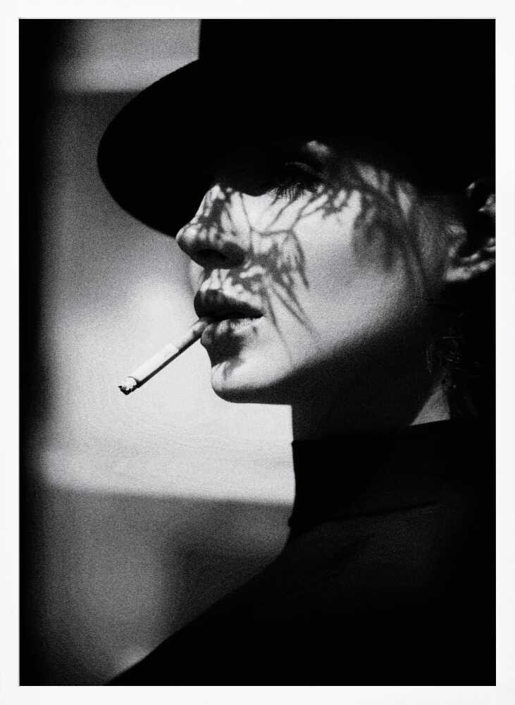 Shadowed Smoking Woman Art Print UK — Botanical Dark Wall Art — Living Room — Wall It All Prints