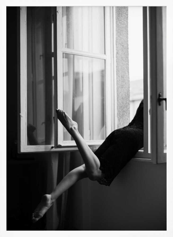 Graceful Legs Open Window Art Print UK — Dark Moody Dark Wall Art — Office — Wall It All Prints