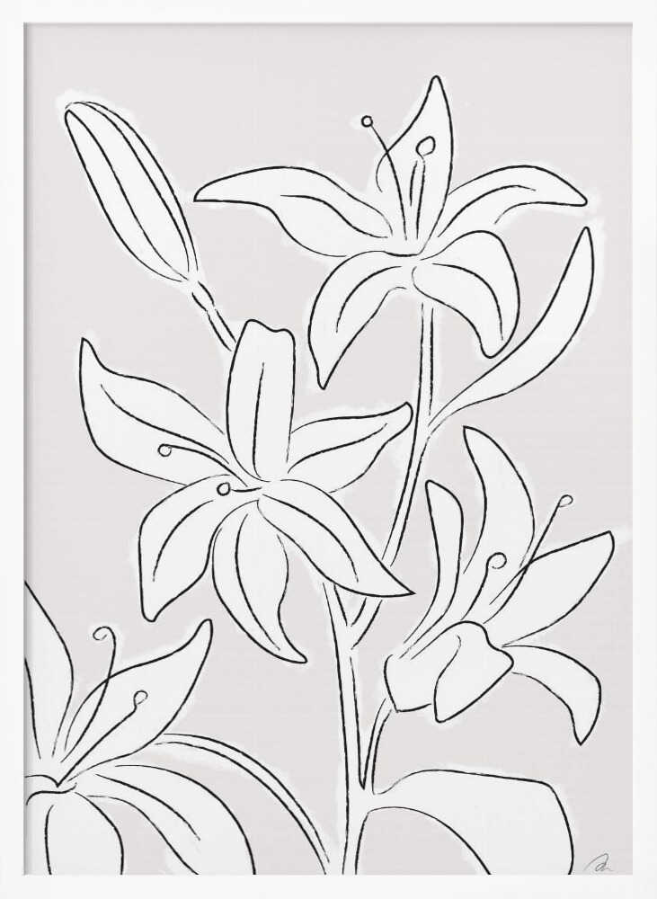 Minimalist Lily Blooms Art Print UK — Botanical Minimal Wall Art — Office — Wall It All Prints