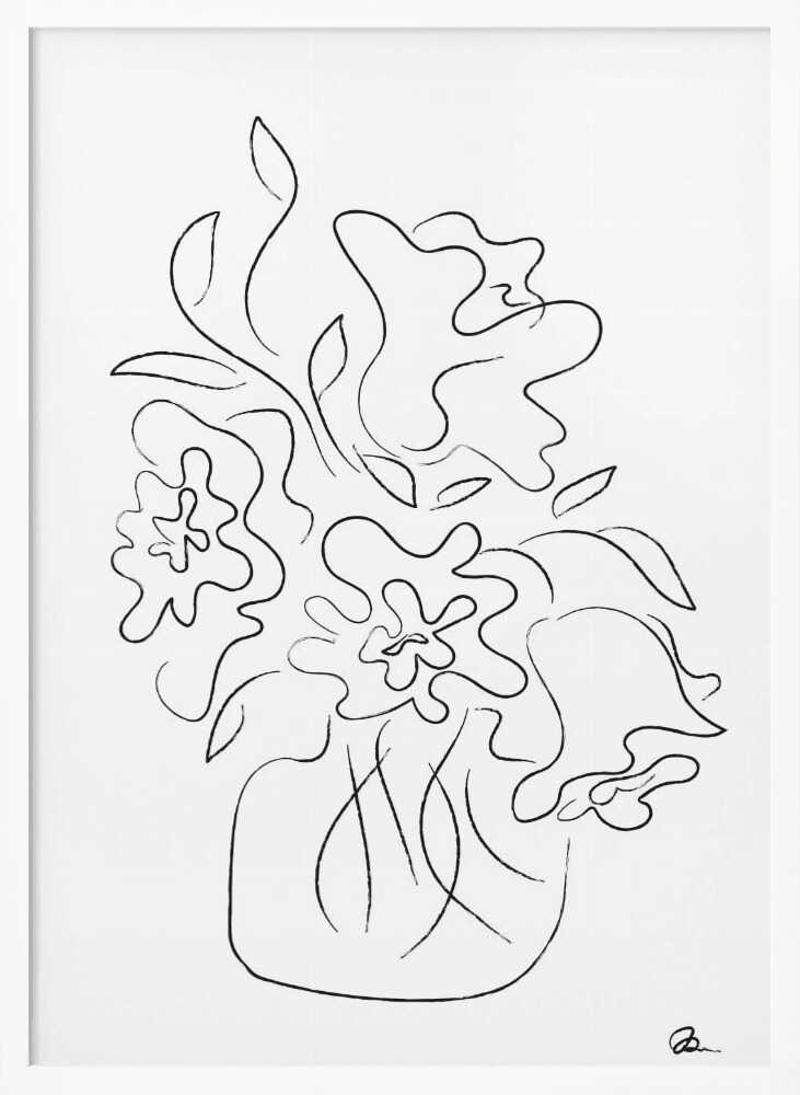 Minimalist Floral Vase Art Print UK — Botanical Dark Wall Art — Office — Wall It All Prints