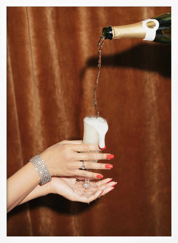 Glamorous Champagne Pour Art Print UK — Food Warm Wall Art — Kitchen — Wall It All Prints