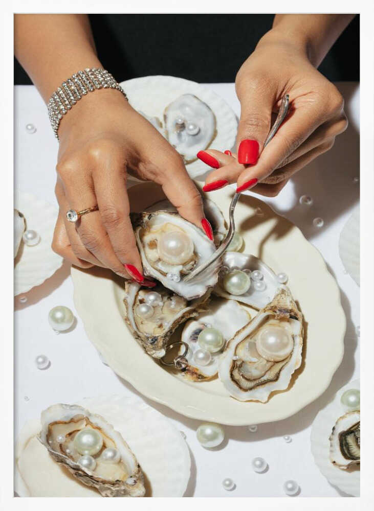 Elegant Pearl Oysters Art Print UK — Portrait Fresh Wall Art — Kitchen — Wall It All Prints