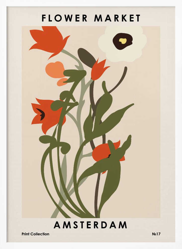 Flower Market Amsterdam Art Print UK — Botanical Minimal Wall Art — Office — Wall It All Prints