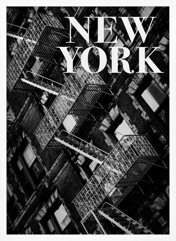 NYC Fire Escapes Art Print UK — Abstract Dark Wall Art — Living Room — Wall It All Prints