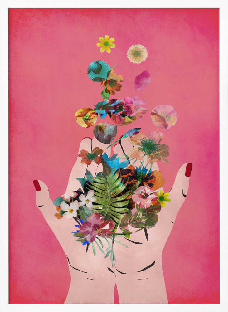 Blooming in Hands Art Print UK — Botanical Vibrant Wall Art — Living Room — Wall It All Prints