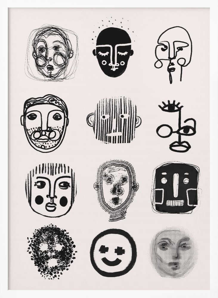 Faces of Emotion Art Print UK — Abstract Vibrant Wall Art — Office — Wall It All Prints