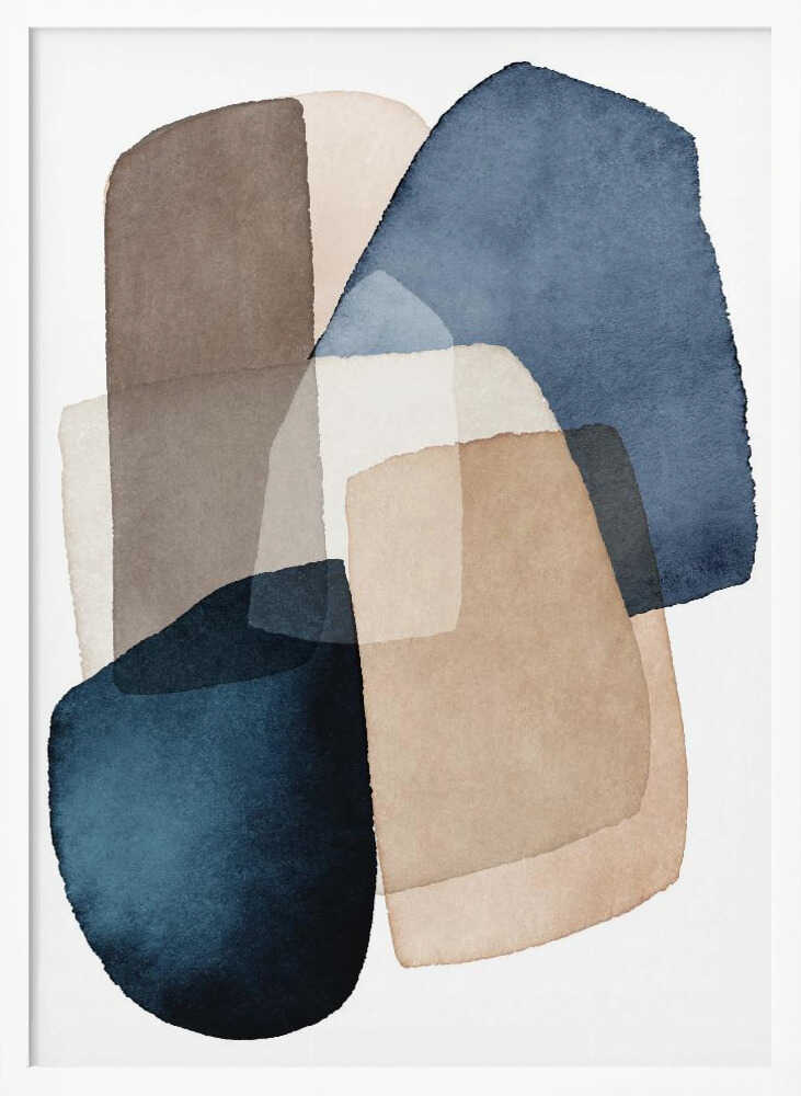 Blue Brown Blocks Art Print UK — Abstract Vibrant Wall Art — Living Room — Wall It All Prints