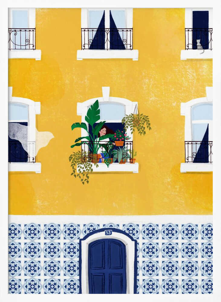 Bright Urban Balcony Art Print UK — Botanical Vibrant Wall Art — Living Room — Wall It All Prints