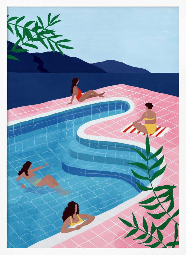 Tropical Pool Day Art Print UK — Abstract Vibrant Wall Art — Living Room — Wall It All Prints