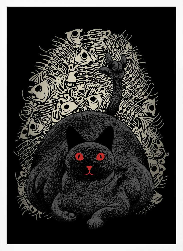 Rock On Cat Art Print UK — Dark Moody Vibrant Wall Art — Kitchen — Wall It All Prints