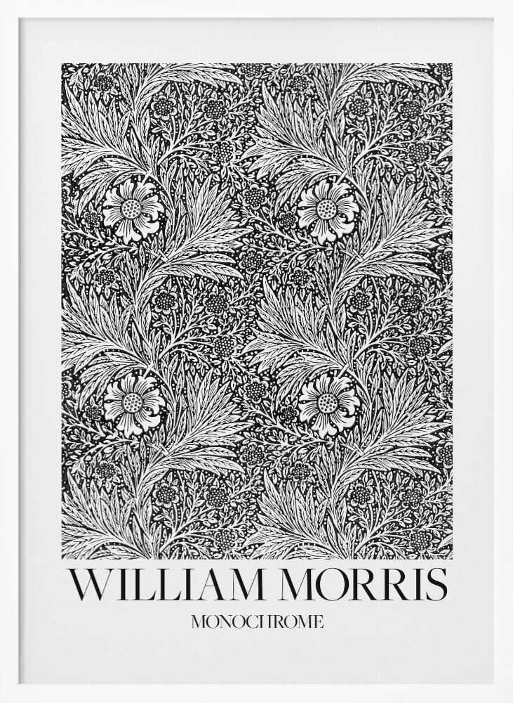 Marigold Monochrome Art Print UK — Botanical Dark Wall Art — Living Room — Wall It All Prints