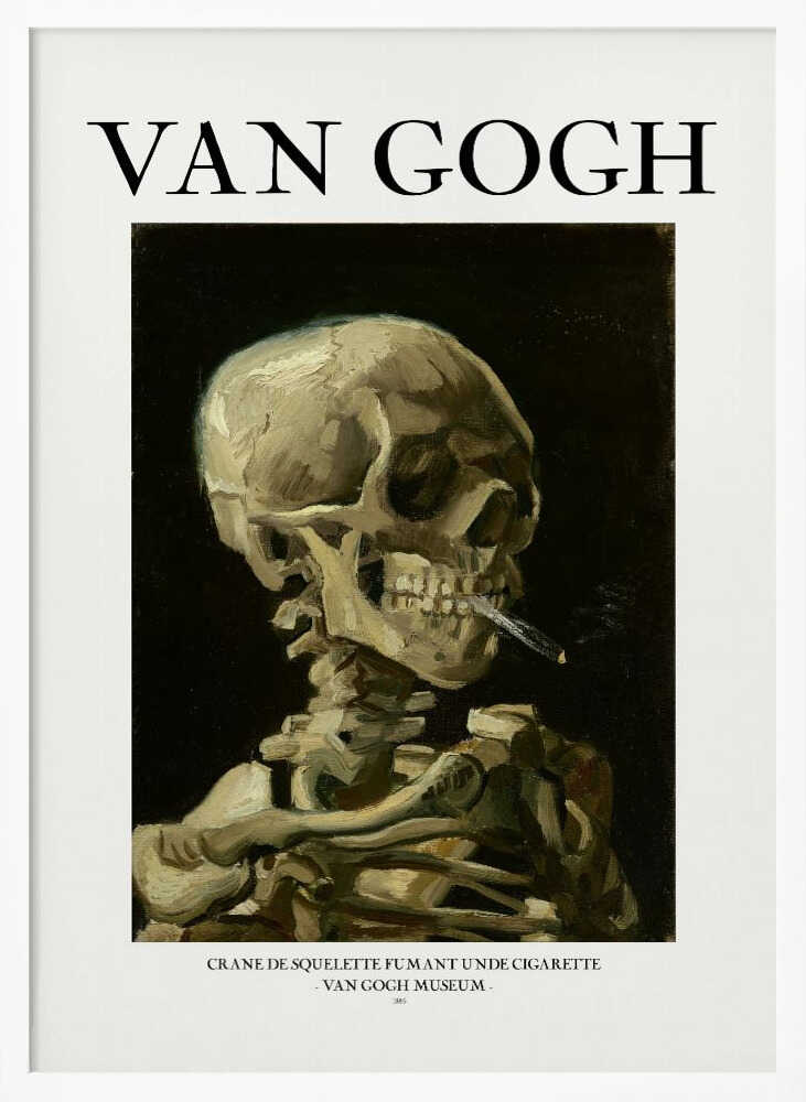 Head of a skeleton with a burning cigarette Art Print UK — Animal Vibrant Wall Art — Living Room — Wall It All Prints