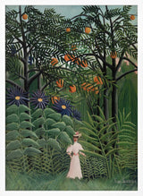 Femme Se Promenant Dans Une Foret Exotique