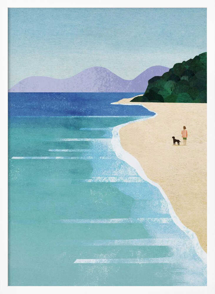 Serene Beach Walk Art Print UK — Portrait Vibrant Wall Art — Living Room — Wall It All Prints