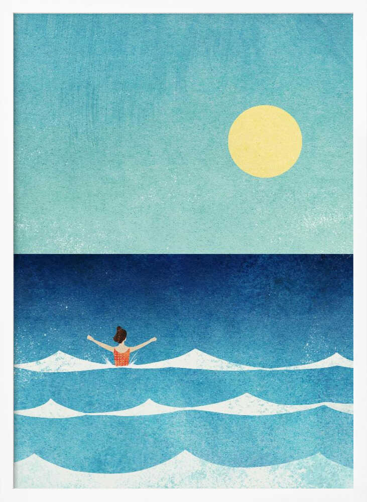 Sunny Ocean Swim Art Print UK — Portrait Vibrant Wall Art — Living Room — Wall It All Prints