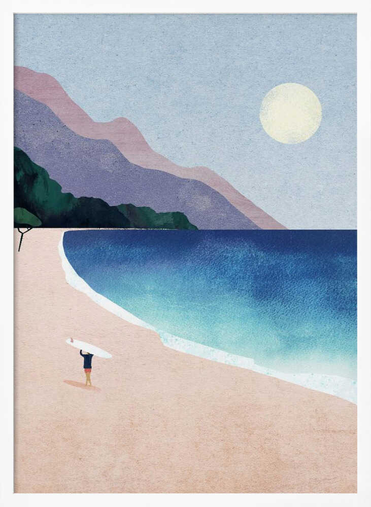 Peaceful Surfer Beach Art Print UK — Portrait Vibrant Wall Art — Living Room — Wall It All Prints