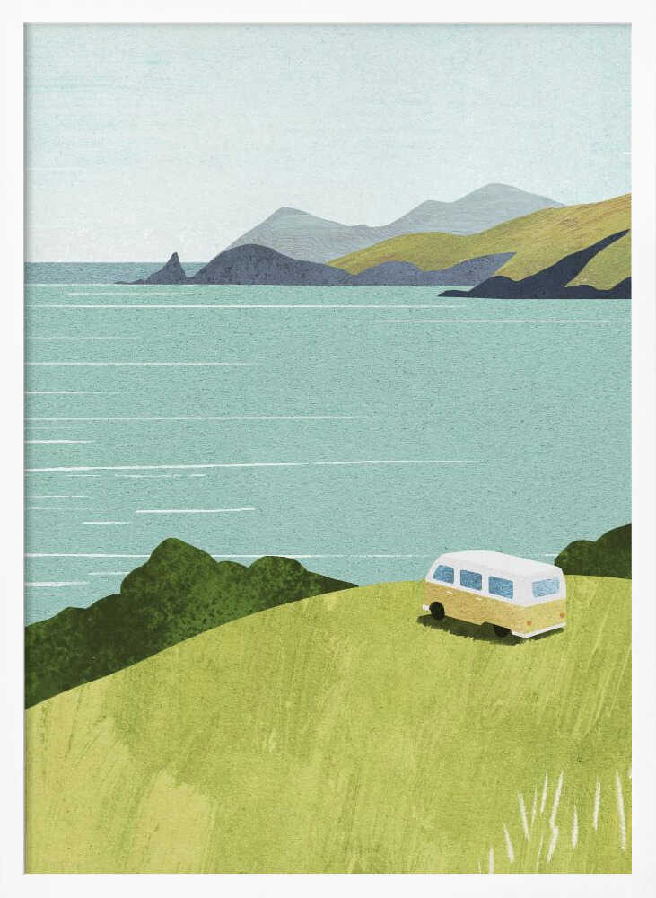 Coastal Van Journey Art Print UK — Landscape Vibrant Wall Art — Living Room — Wall It All Prints