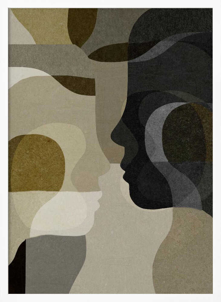 Emerging abstract portrait wall art print in a white frame