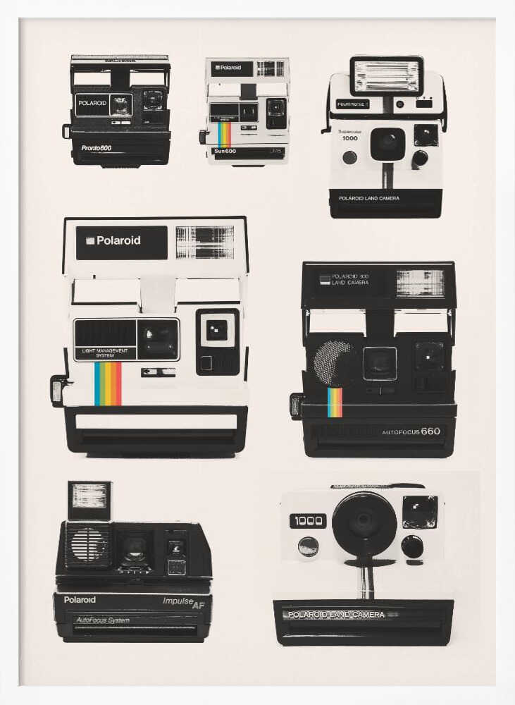 Vintage Instant Cameras Art Print UK — Abstract Vibrant Wall Art — Living Room — Wall It All Prints