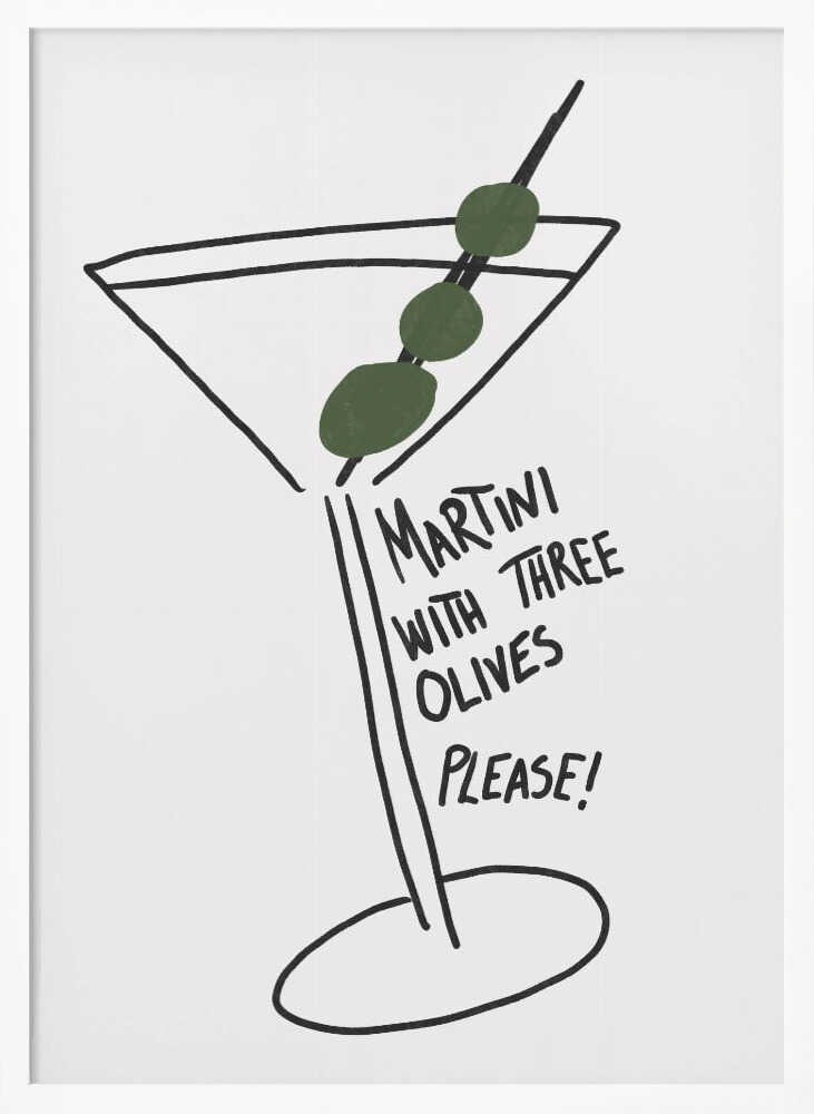 Olive Trio Martini Art Print UK — Abstract Vibrant Wall Art — Kitchen — Wall It All Prints