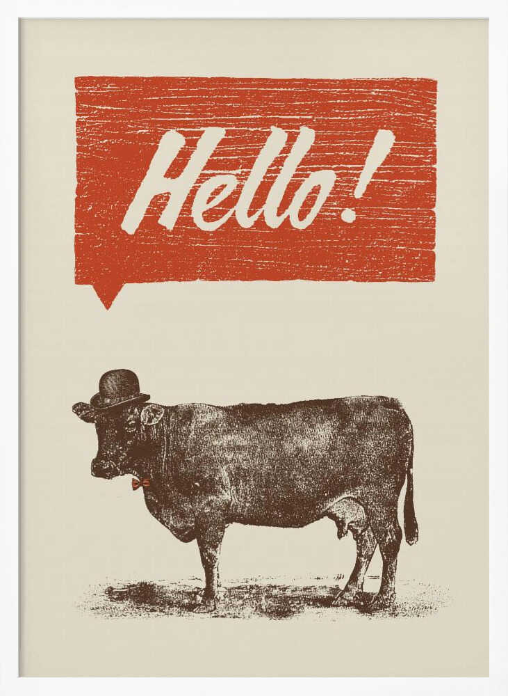 Hello Dapper Cow Art Print UK — Abstract Vibrant Wall Art — Living Room — Wall It All Prints