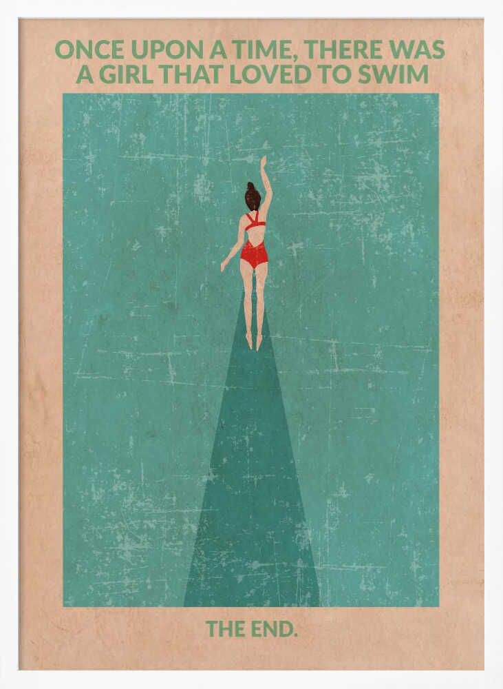 Red Swimsuit Swimmer Art Print UK — Portrait Vibrant Wall Art — Living Room — Wall It All Prints