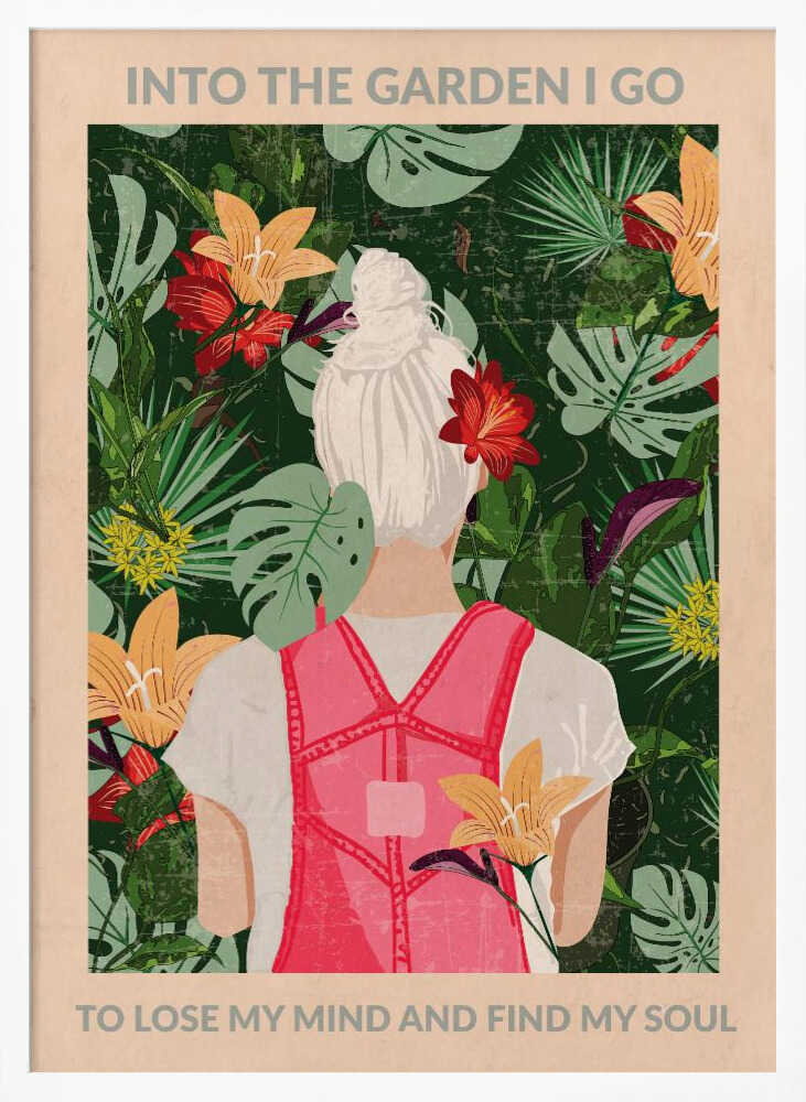 Woman In Tropical Garden Art Print UK — Botanical Vibrant Wall Art — Living Room — Wall It All Prints