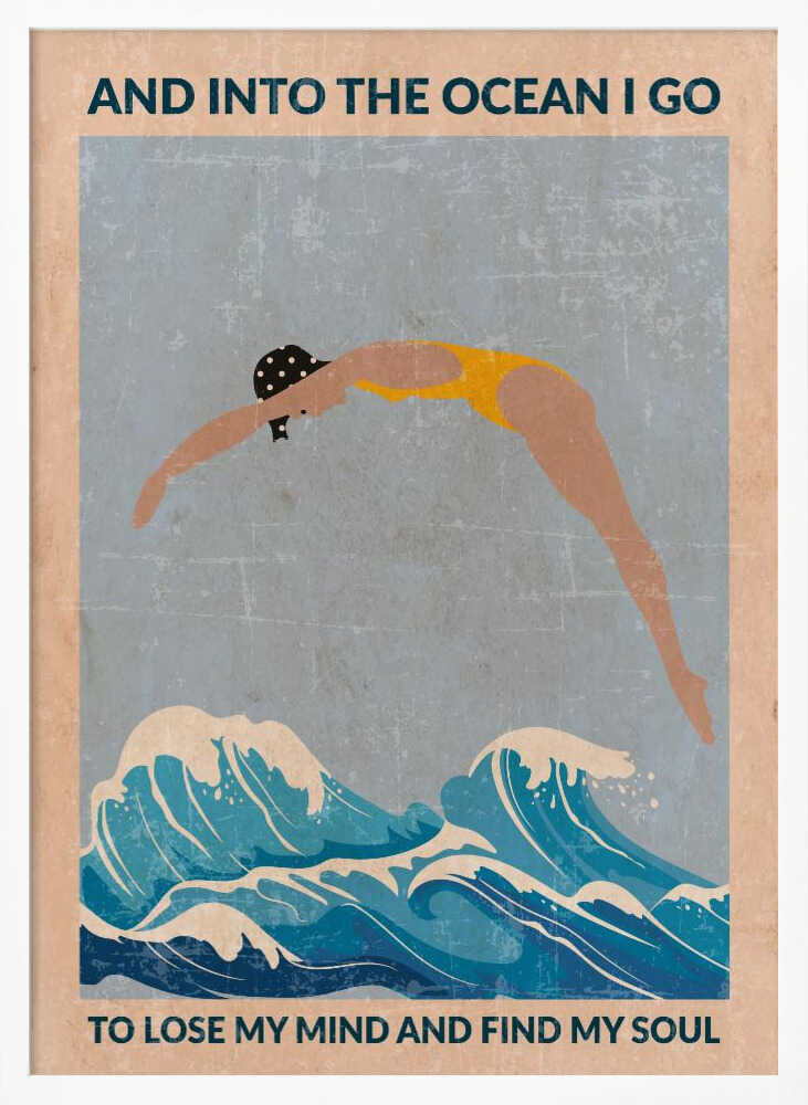 Woman Diving Ocean Waves Art Print UK — Portrait Vibrant Wall Art — Living Room — Wall It All Prints