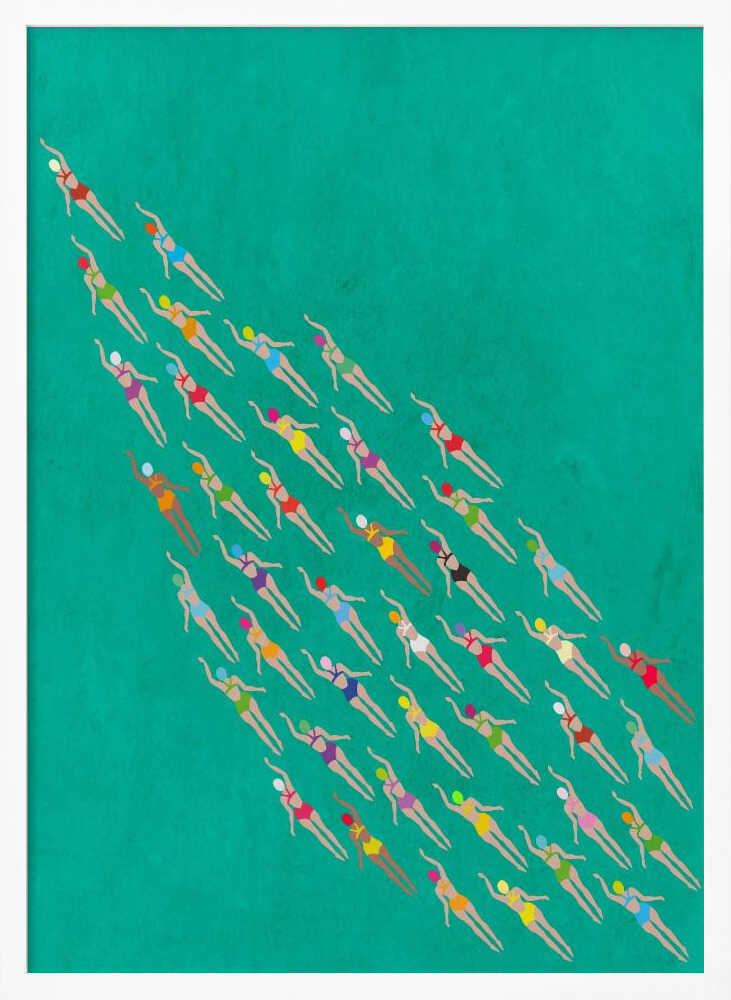Colorful Swimmers Group Art Print UK — Portrait Vibrant Wall Art — Living Room — Wall It All Prints