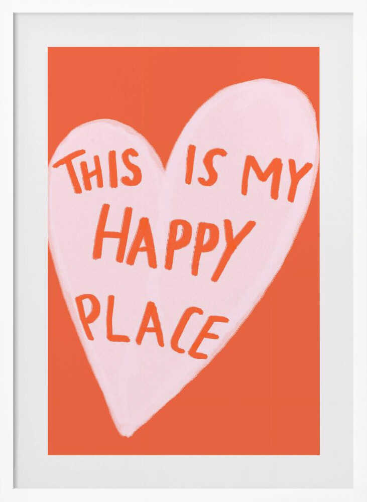 Happy Heart Message Art Print UK — Abstract Minimal Wall Art — Living Room — Wall It All Prints