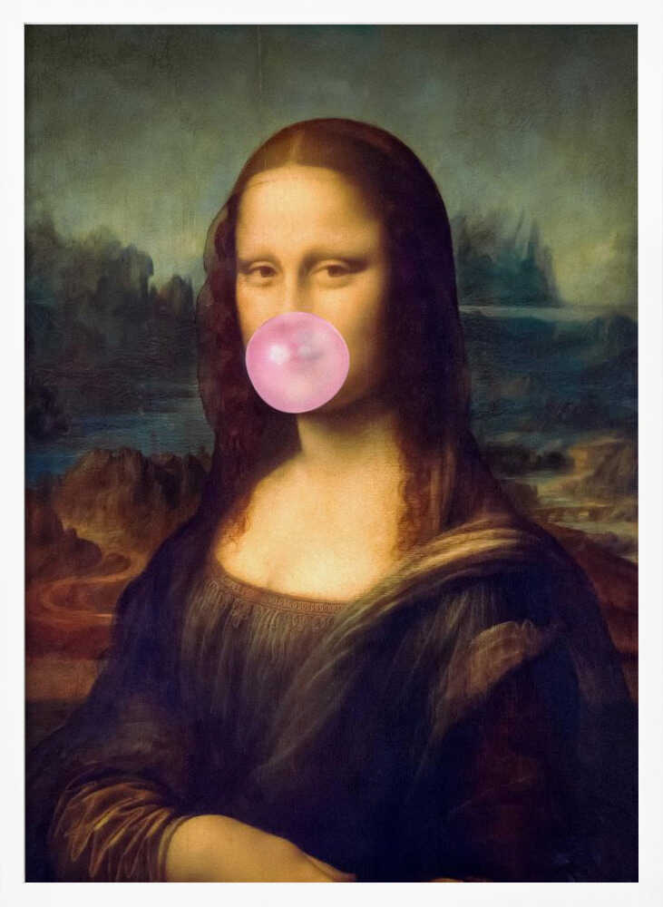 Mona Lisa Bubble Gum Art Print UK — Portrait Minimal Wall Art — Living Room — Wall It All Prints