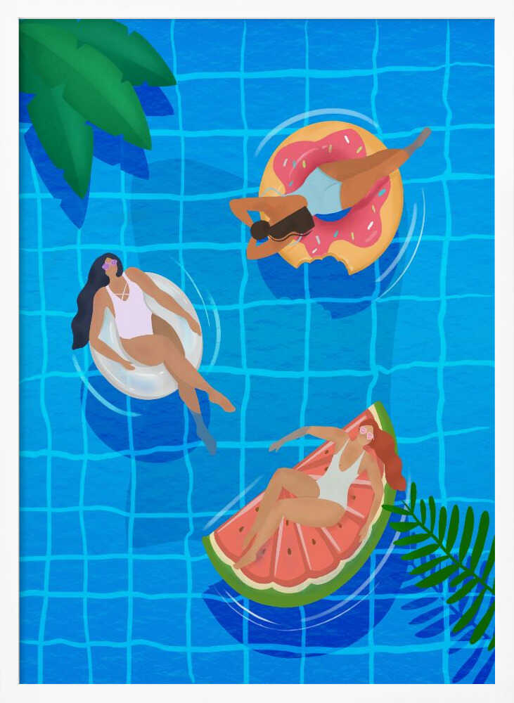 Pool Ladies Art Print UK — Abstract Vibrant Wall Art — Living Room — Wall It All Prints