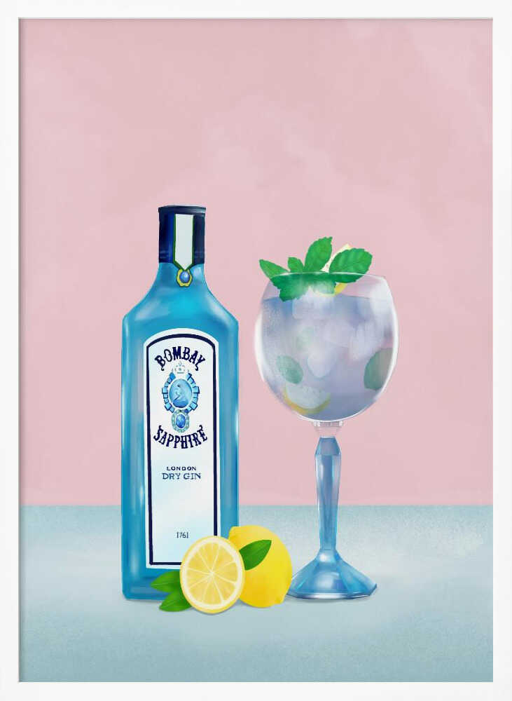 Gin Cocktail Art Print UK — Abstract Calm Wall Art — Kitchen — Wall It All Prints