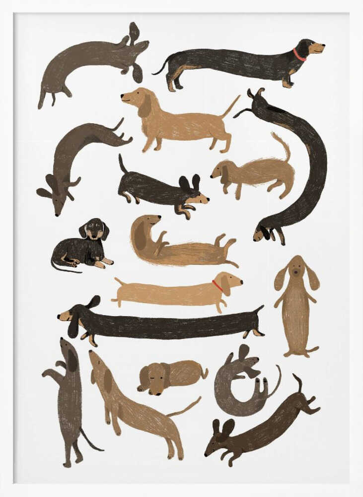 Cute Dachshund Dogs Art Print UK — Abstract Vibrant Wall Art — Nursery — Wall It All Prints