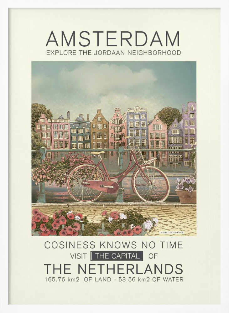 Amsterdam Canal Bicycle Art Print UK — Botanical Fresh Wall Art — Living Room — Wall It All Prints