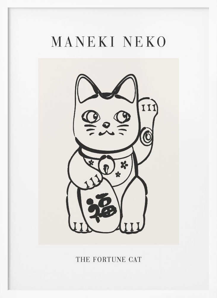 Maneki Neko Fortune Cat Art Print UK — Abstract Vibrant Wall Art — Living Room — Wall It All Prints