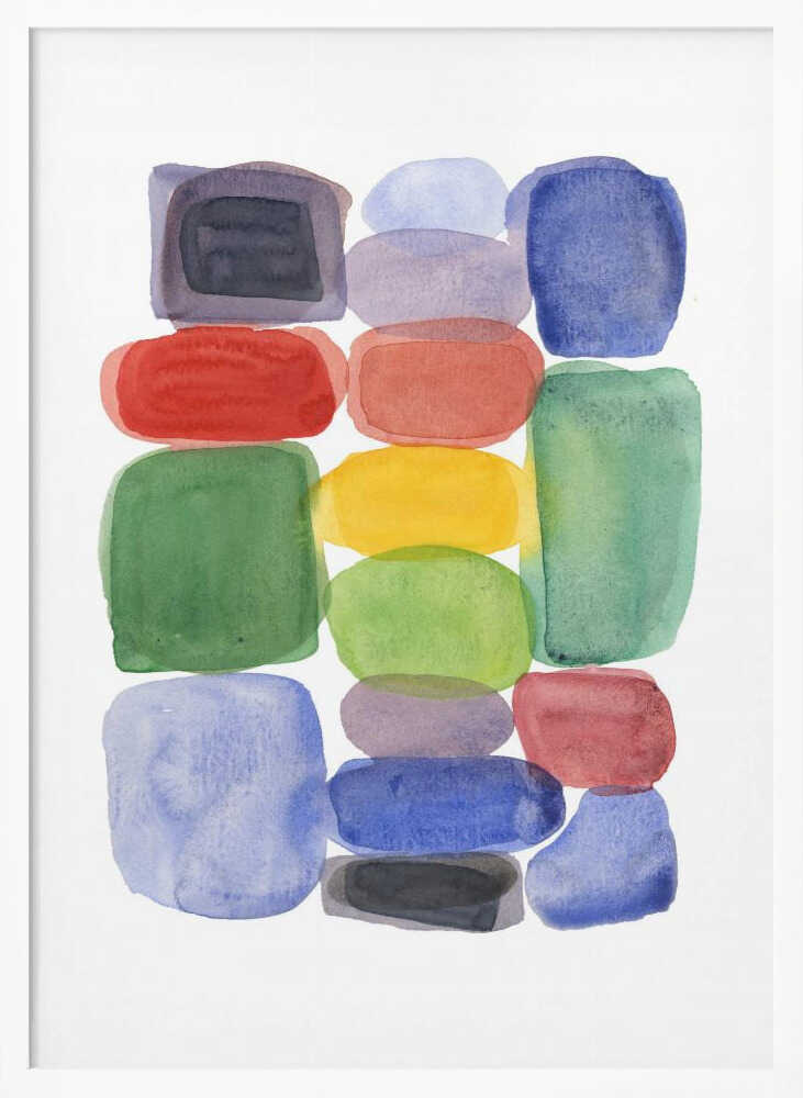 Colorful Stacked Shapes Art Print UK — Abstract Vibrant Wall Art — Living Room — Wall It All Prints