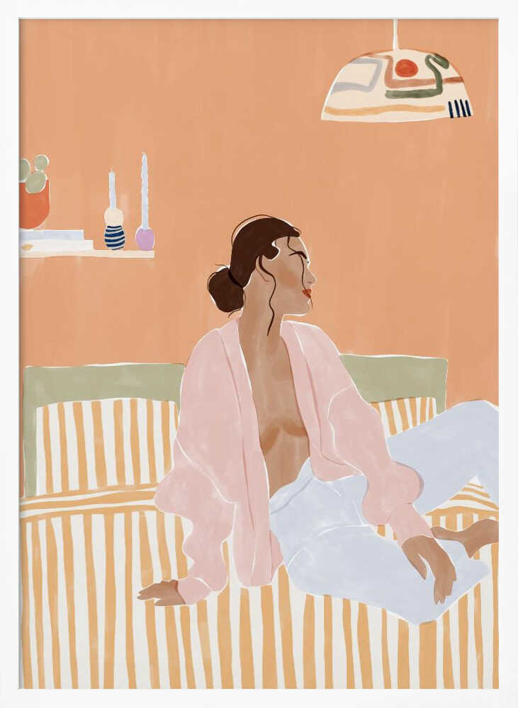 Relaxed Morning in Bedroom Art Print UK — Portrait Vibrant Wall Art — Bedroom — Wall It All Prints
