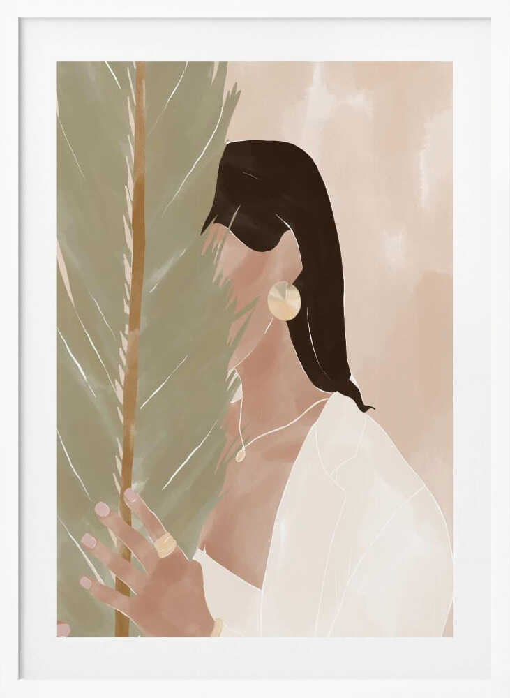 Elegant Woman Tropical Leaves Art Print UK — Botanical Fresh Wall Art — Living Room — Wall It All Prints