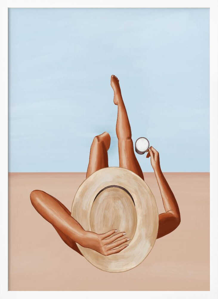 Sun Hat Relaxation Art Print UK — Portrait Warm Wall Art — Living Room — Wall It All Prints