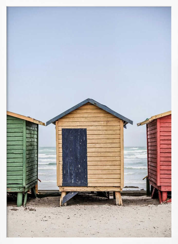 Colorful Beach Huts Art Print UK — Landscape Calm Wall Art — Living Room — Wall It All Prints