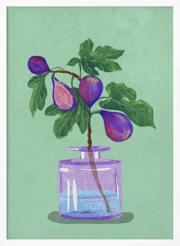 Figs Branch In Vase Art Print UK — Botanical Minimal Wall Art — Kitchen — Wall It All Prints