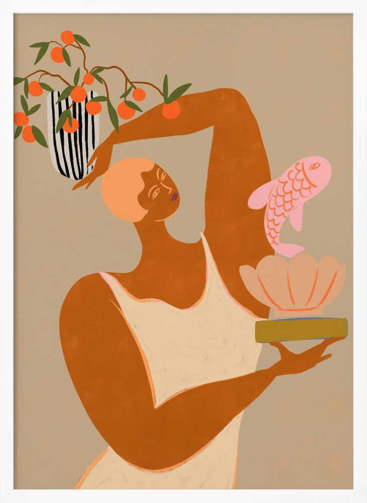 Fish And Oranges Art Print UK — Animal Vibrant Wall Art — Kitchen — Wall It All Prints