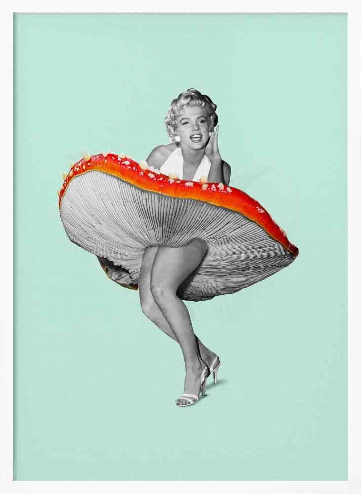 Marilyn Mushroom Skirt Art Print UK — Portrait Vibrant Wall Art — Office — Wall It All Prints