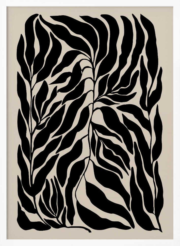 Organic Black Leaves Art Print UK — Botanical Dark Wall Art — Office — Wall It All Prints